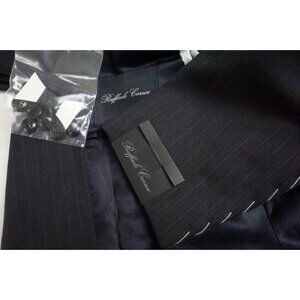 Raffaele Caruso Dark Gray Blue Pinstriped S110 Wool 2Pc Suit Jacket Pant 38R NEW